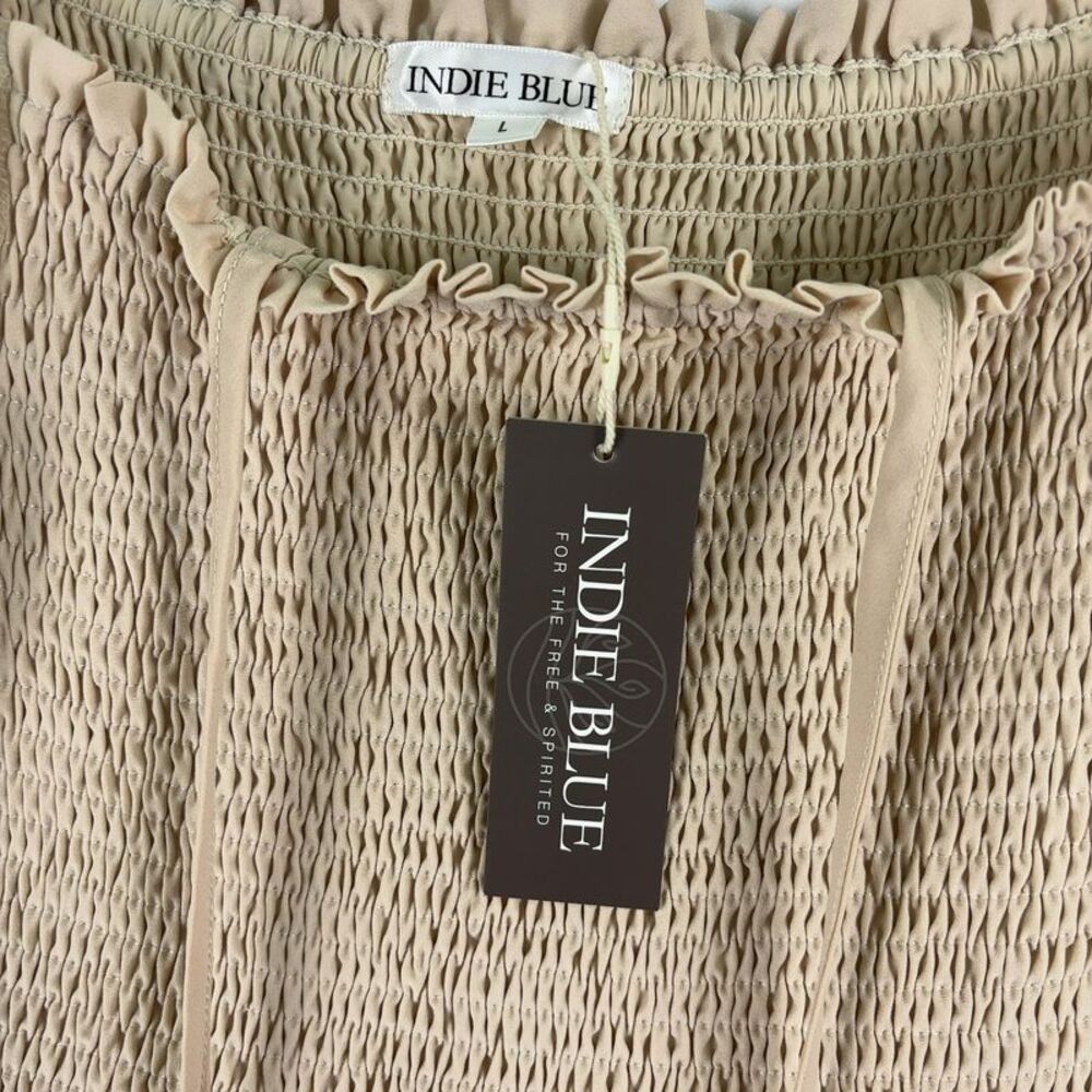 Indie Blue Chic Off-Shoulder Cream Maxi Dress - Picture 3 of 4